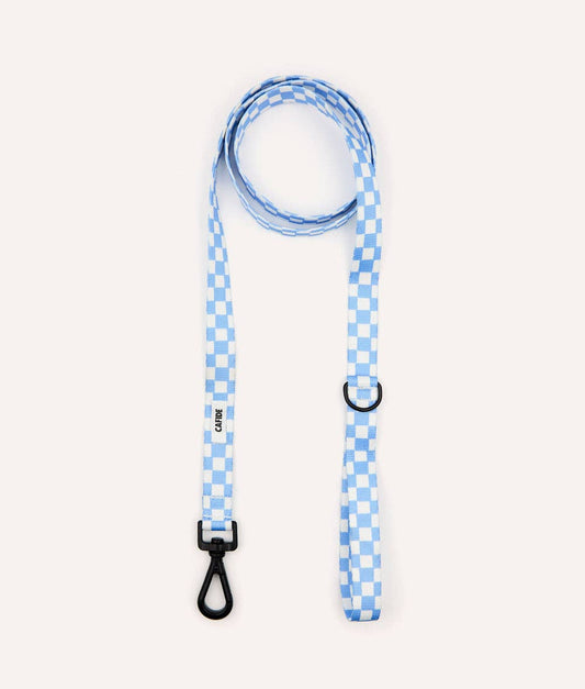 Vichy Blue Recycled PET Dog Leash with safety-lock carabiner