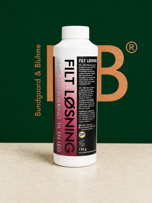 B&B Hairdresser’s Shedding & Detangling Solution used during dog grooming