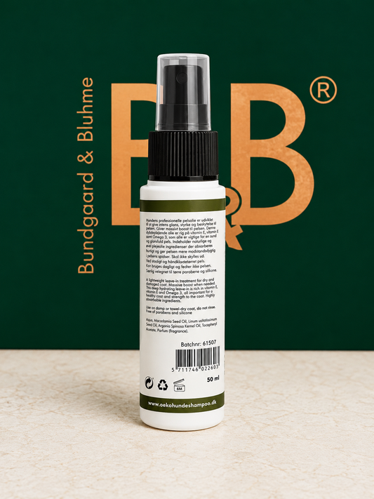 Back label of B&B Paw Wax Deluxe Spray 50 mL with directions and ingredients