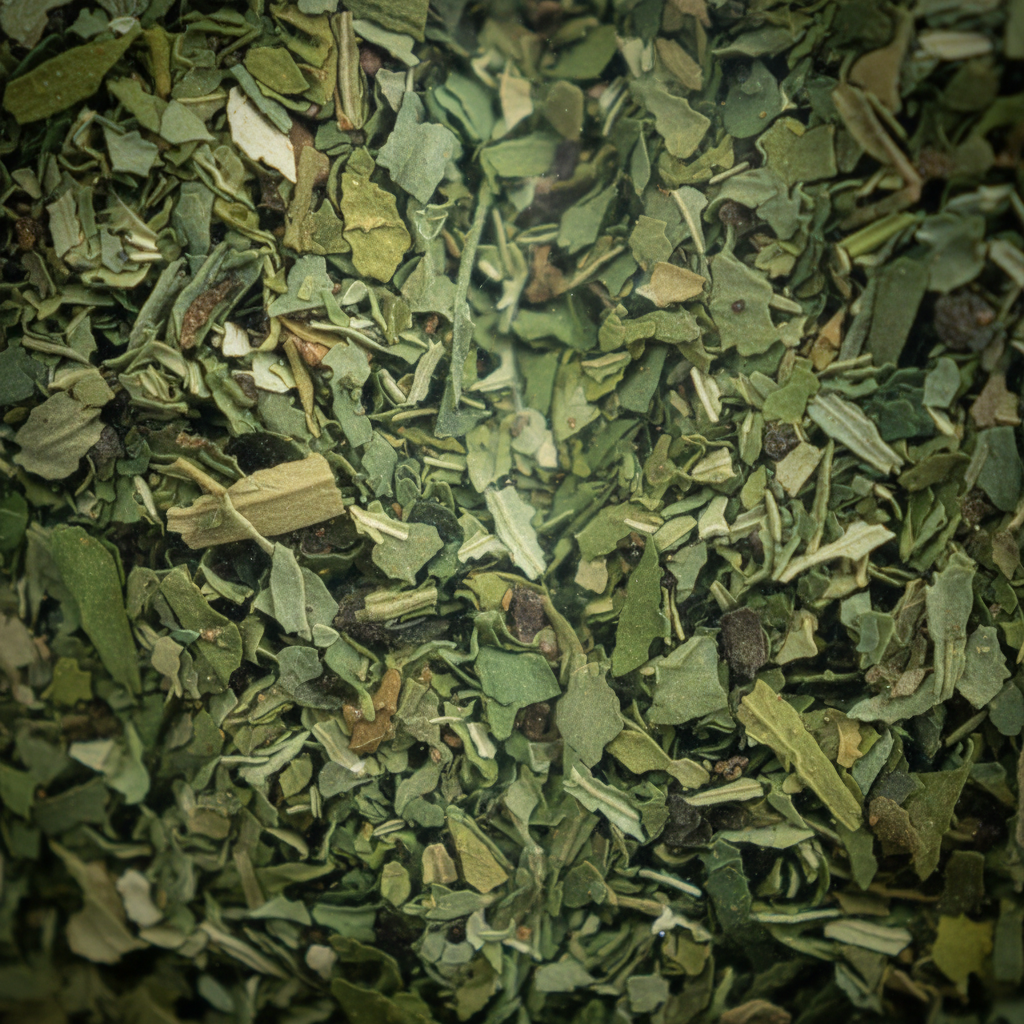 Close-up of premium organic leaf and flower catnip showing the natural texture and cut.