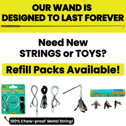 Forever Stick replacement strings and interchangeable cat toy attachments
