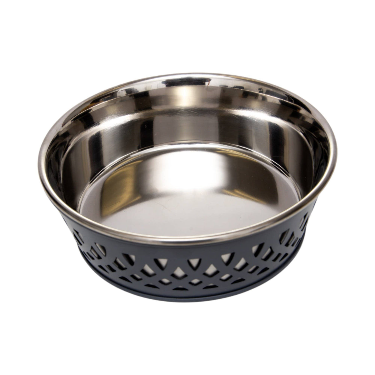 Interior view of Eco-Friendly Stainless Steel Farmhouse Dog Bowl with removable stainless steel insert
