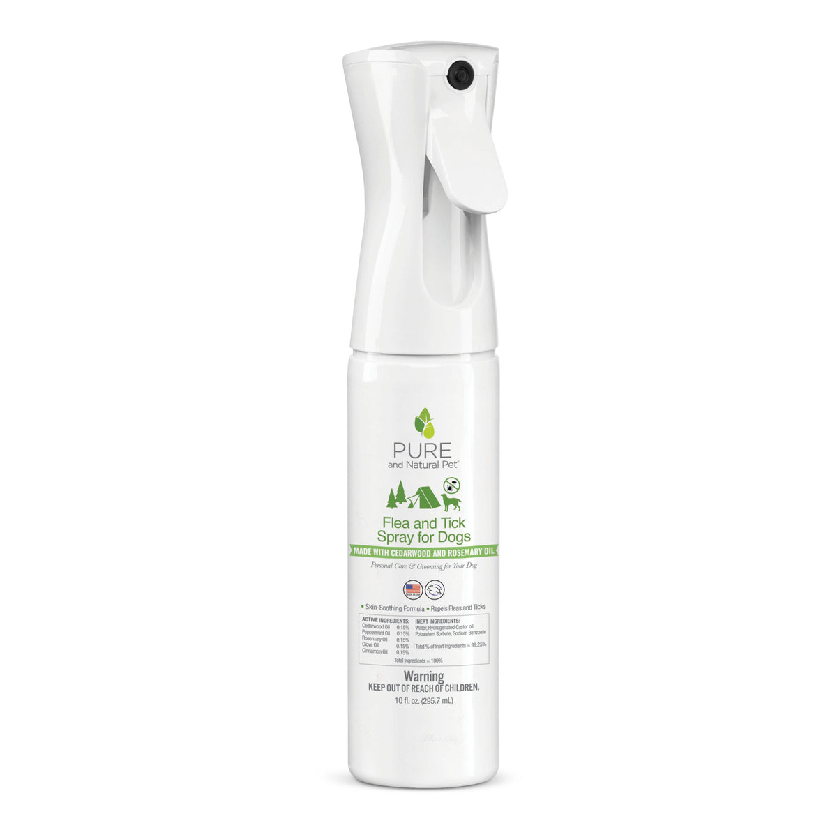 Pure and Natural Flea & Tick Spray for Dogs botanical spray bottle