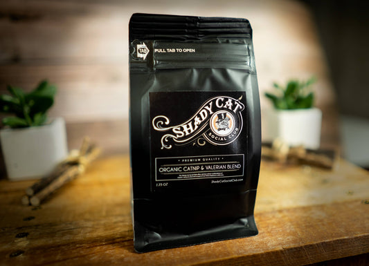 Organic Catnip & Valerian Blend bag by Shady Cat Social Club – front view