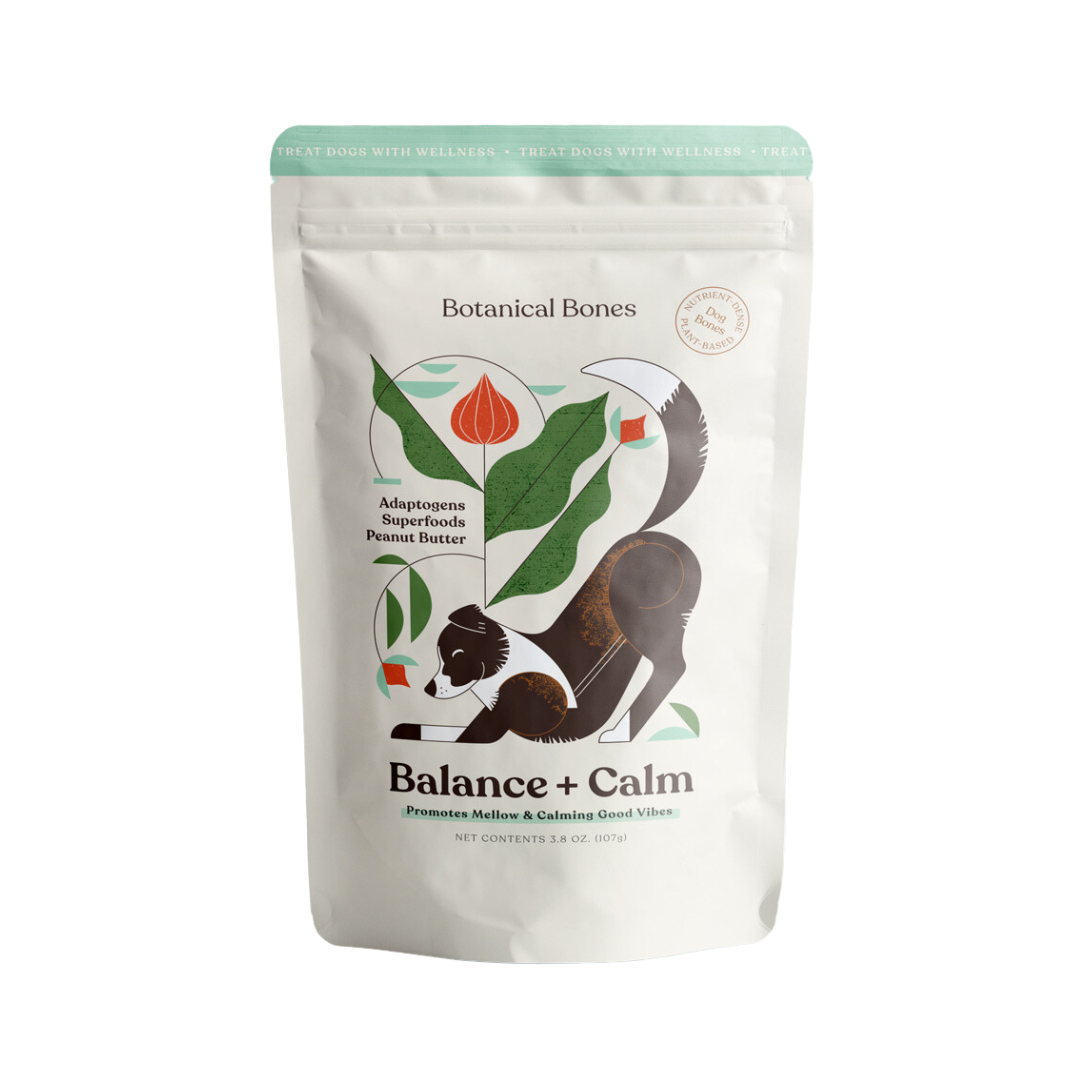 Botanical Bones Balance + Calm Cookies organic dog treats front of package