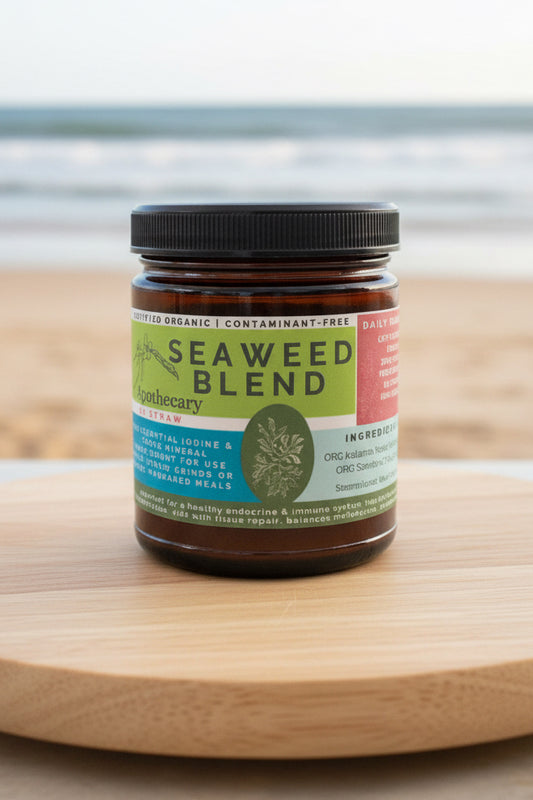 Seaweed Blend whole-food seaweed supplement for dogs and cats in a reusable glass jar.