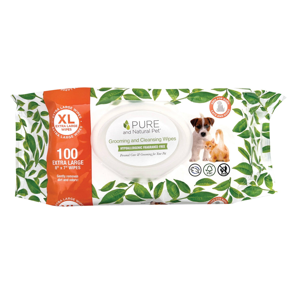 Fragrance-Free Grooming & Cleansing Wipes for Dogs & Cats XL 100-Count package front
