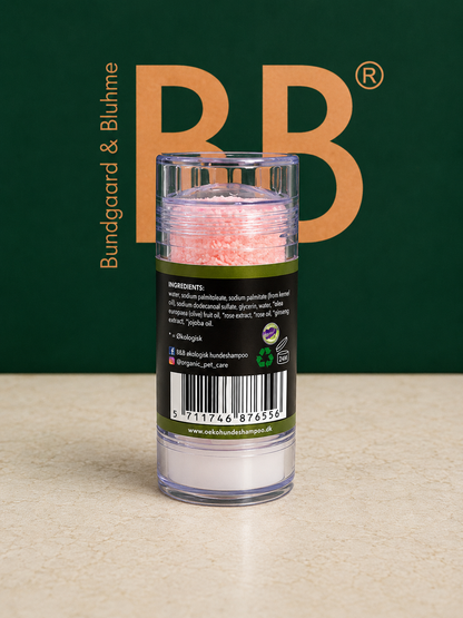 Side label of B&B Organic Shampoo Bar with Shea Butter & Ginseng
