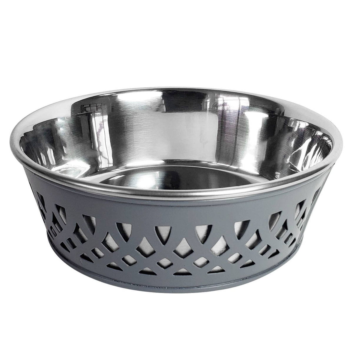 Eco-Friendly Stainless Steel Farmhouse Dog Bowl in Gray – 16 oz