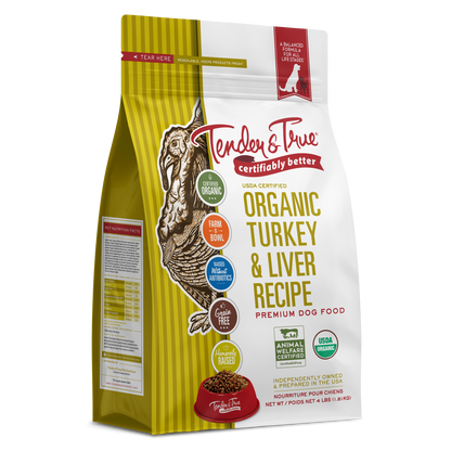 Tender & True Organic Turkey & Liver Recipe dry dog food, 4 lb bag