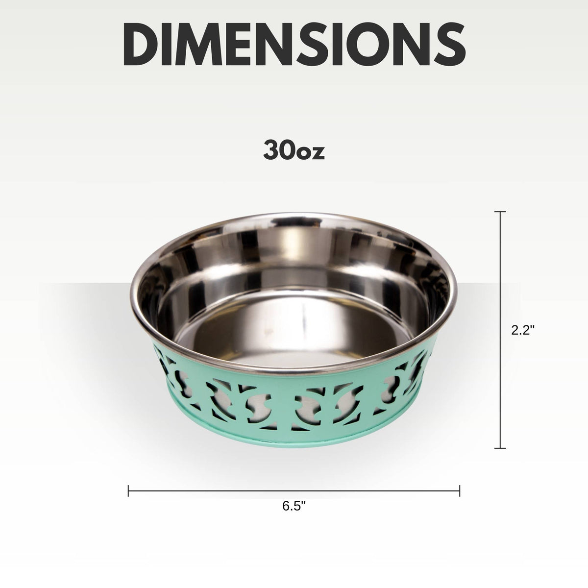 Dimensions of Eco-Friendly Stainless Steel Farmhouse Dog Bowl – 30 oz