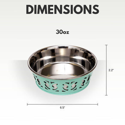 Dimensions of Eco-Friendly Stainless Steel Farmhouse Dog Bowl – 30 oz