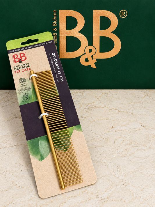 B&B Gold Comb 19 cm grooming comb in original packaging