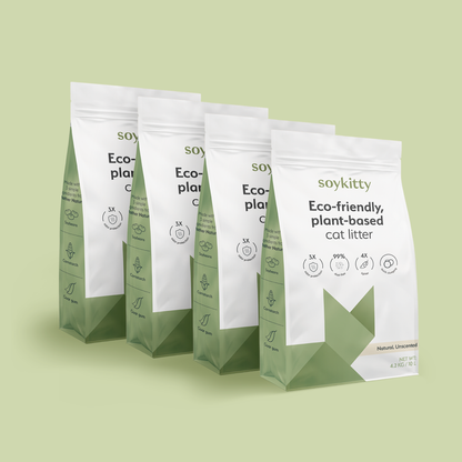 Four SoyKitty Unscented cat litter bags