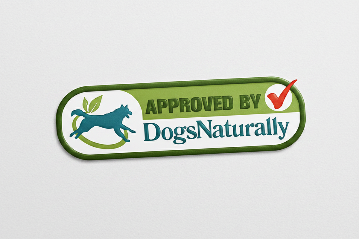 Dogs Naturally Approved recognition for Dogs Love Maca organic meal topper.