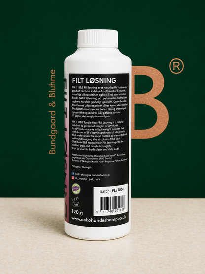 Back label of B&B Hairdresser’s Shedding & Detangling Solution showing directions and ingredients