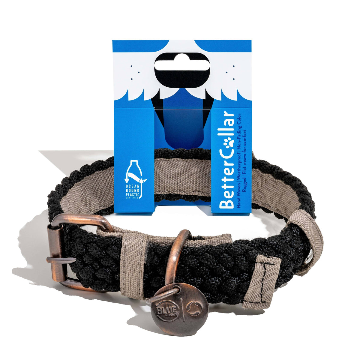 BetterCollar Onyx Black Dog Collar made from recycled ocean-bound plastic
