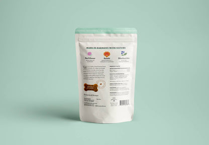 Back of Botanical Bones Flower Power organic dog treats package
