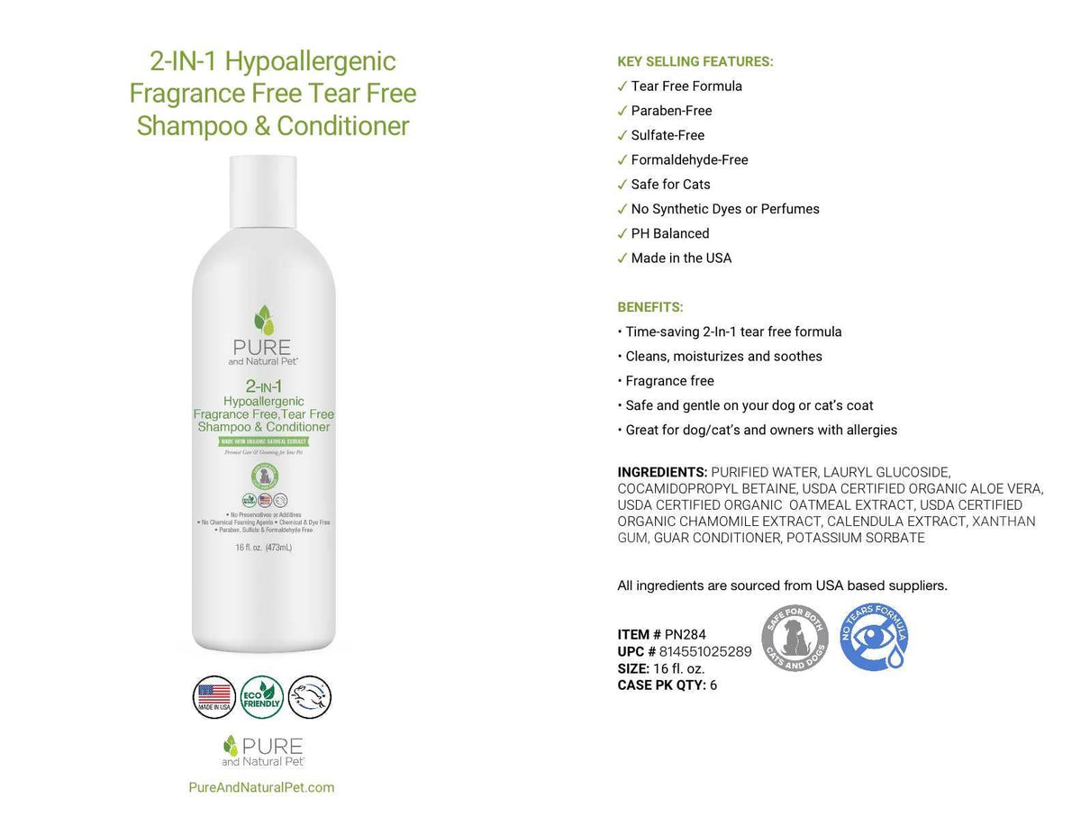 2-in-1 hypoallergenic shampoo and conditioner features and ingredients