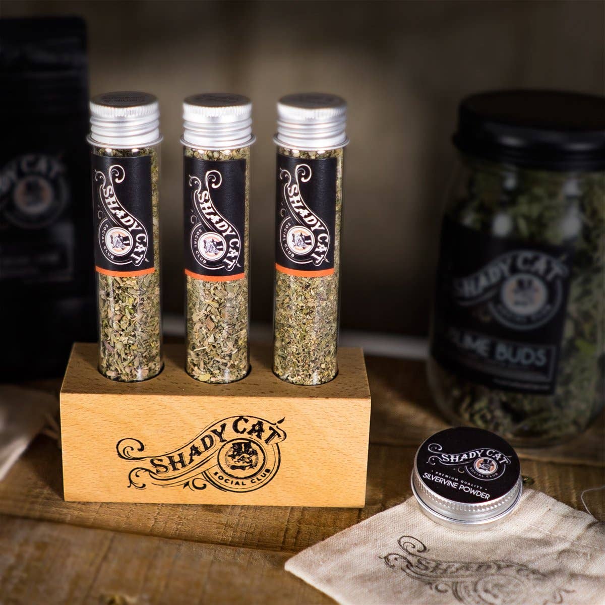 Organic silver vine products from the Shady Cat collection