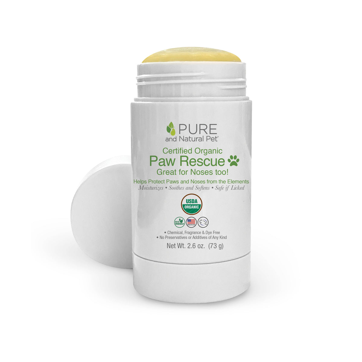 Pure and Natural Pet Paw Rescue Certified Organic Paw Balm in white container