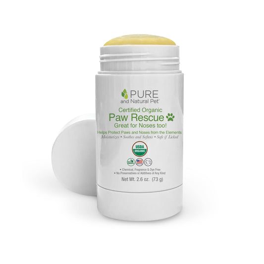 Pure and Natural Pet Paw Rescue Certified Organic Paw Balm in white container
