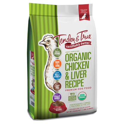 Tender & True Organic Chicken & Liver Recipe dry dog food bag, 11 lb
