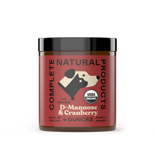 Organic D-Mannose & Cranberry Powder for Dogs & Cats in 4 oz reusable jar