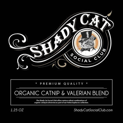 Shady Cat Social Club Organic Catnip & Valerian Blend product label