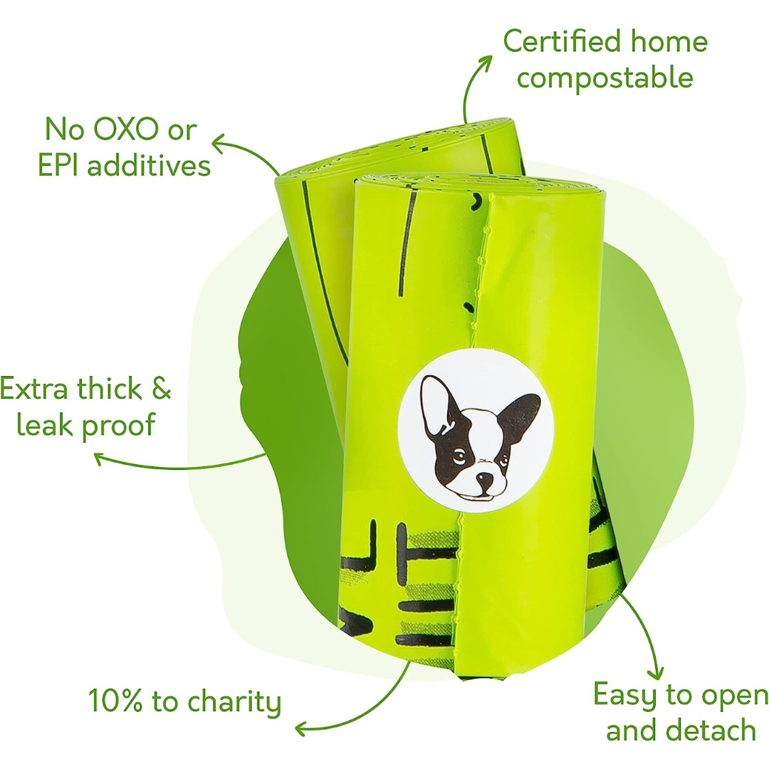 Certified Home Compostable Dog Poop Bags with Leakproof Design