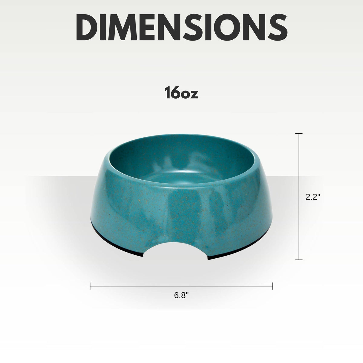 Dimensions of Teal Bamboo Dog Bowl – 16 oz Feeding Bowl