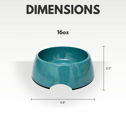 Dimensions of Teal Bamboo Dog Bowl – 16 oz Feeding Bowl