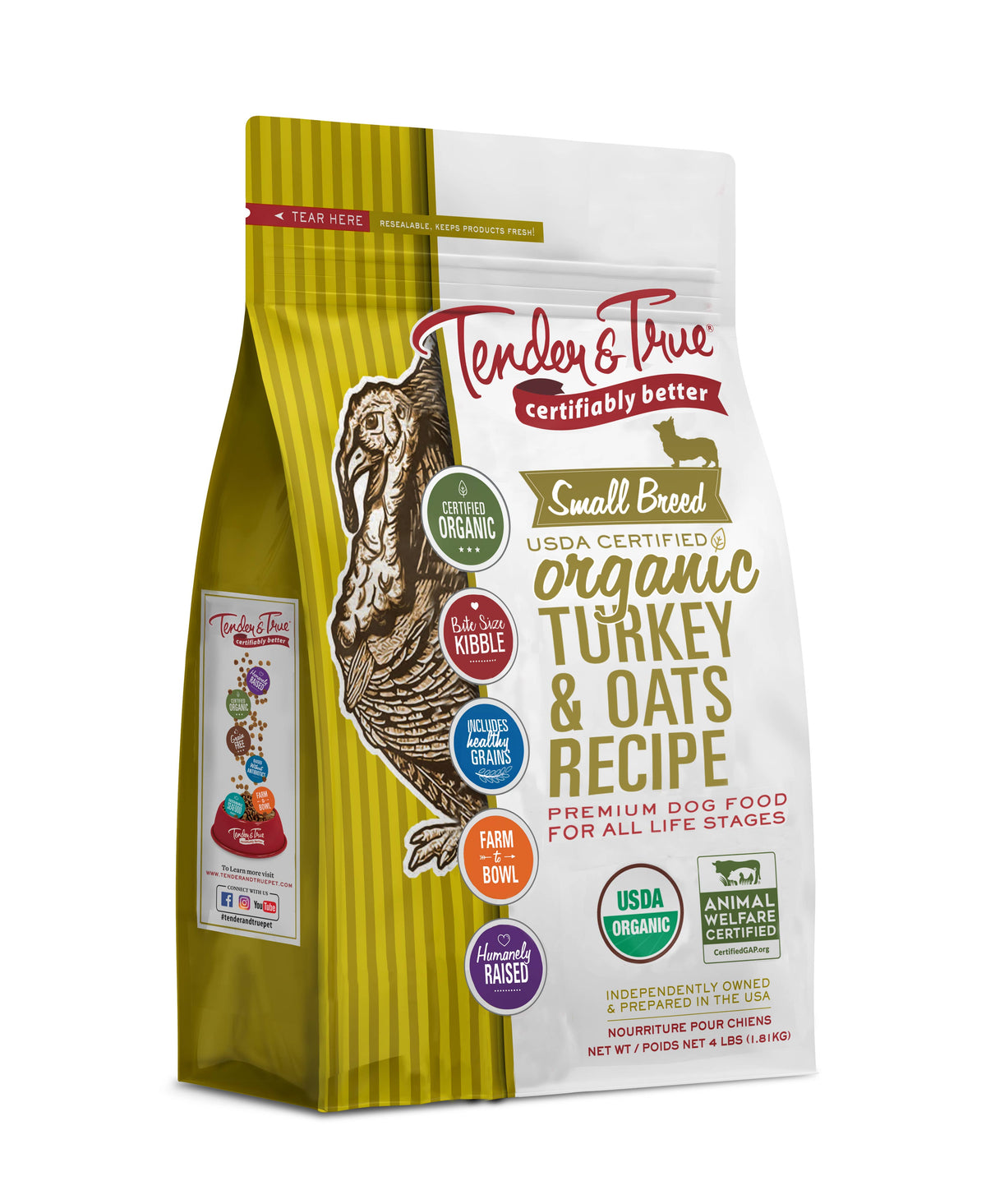 Organic Small Breed Turkey & Oats Dry Dog Food 4 lb bag