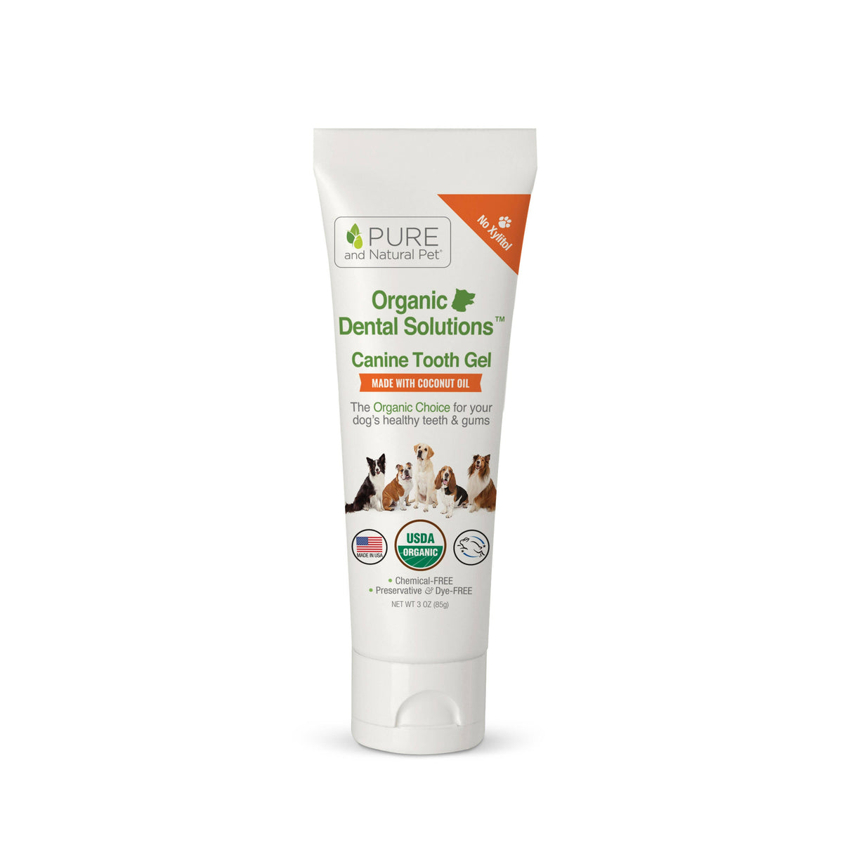 Pure and Natural Pet Organic Tooth Gel for Dogs sweet potato cinnamon 3 oz tube