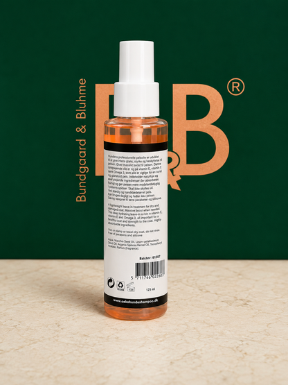 Back label of B&B Deluxe Professional Fur Oil Silk Drops for dogs