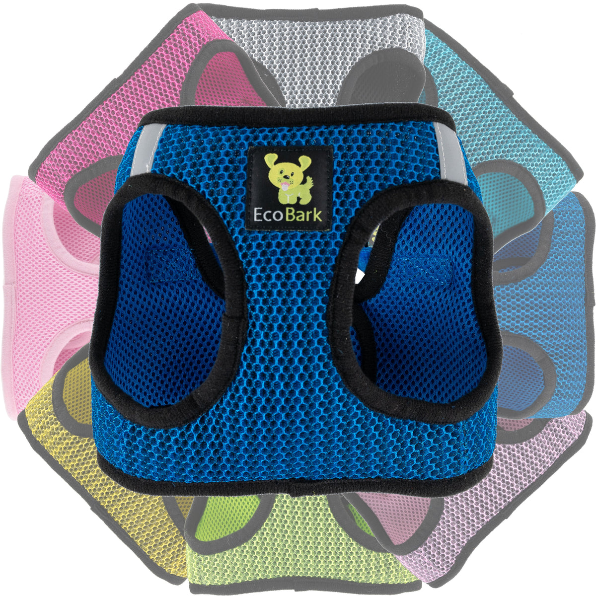 EcoBark step-in dog harness available in multiple colors for teacup and small breed dogs