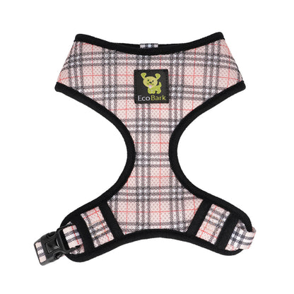 EcoBark plaid dog harness showing breathable mesh interior