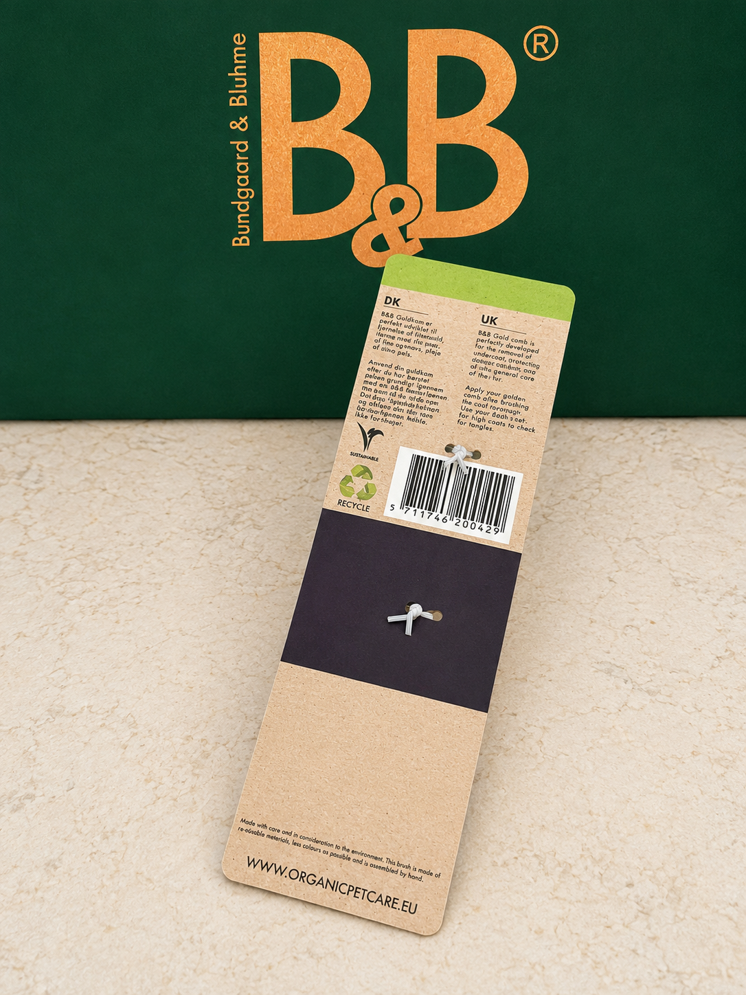 Back of B&B Gold Comb packaging with product information