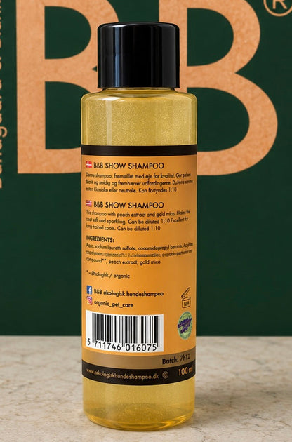 B&B Organic Show Shampoo bottle showing product label and formulation details