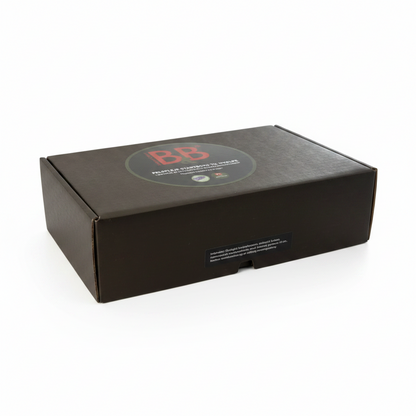 Closed B&B Fur Care Starter Box premium gift box packaging.