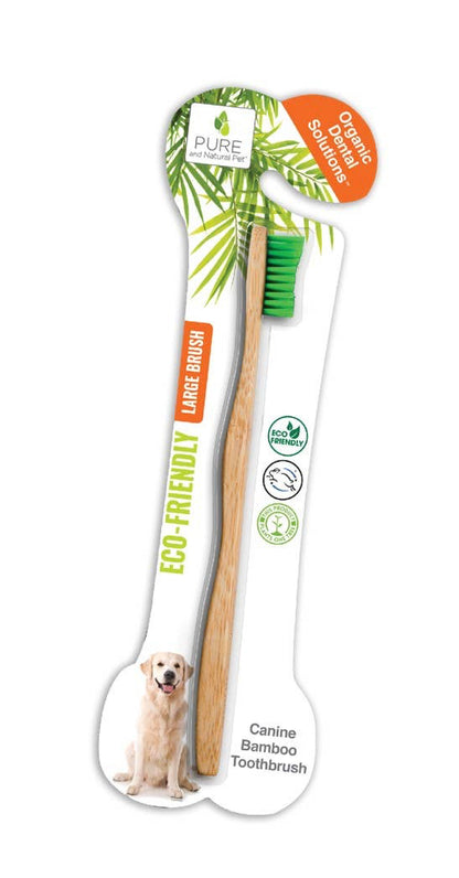 Eco-friendly bamboo toothbrush for large dogs with soft dental-grade nylon bristles and natural Moso bamboo handle