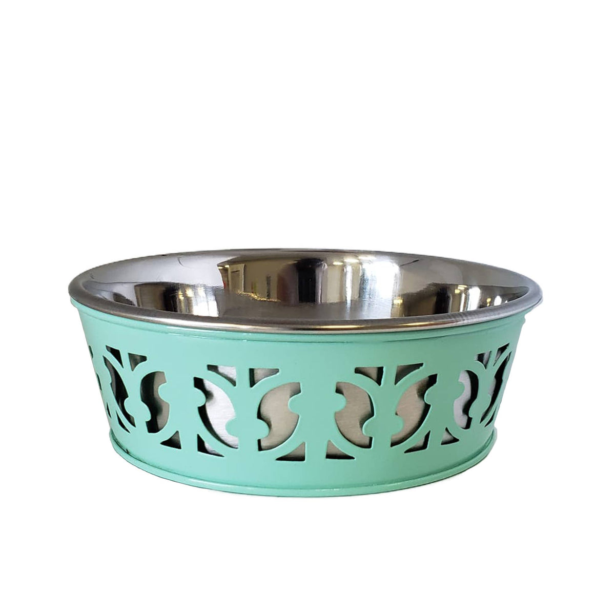 Eco-Friendly Stainless Steel Farmhouse Dog Bowl in Mint Green – 30 oz