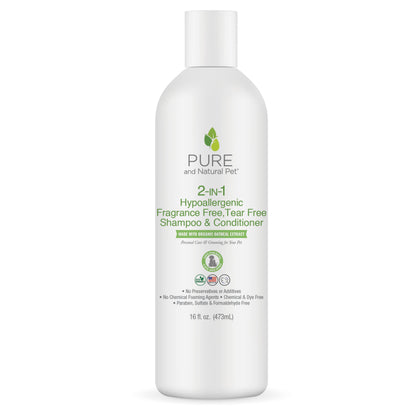 2-in-1 hypoallergenic tear-free shampoo and conditioner for dogs and cats