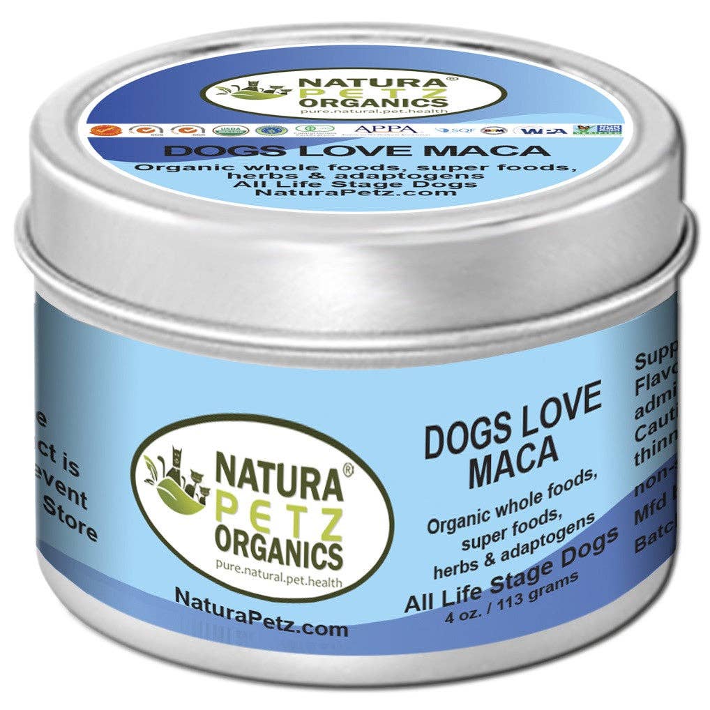 Organic Dogs Love Maca meal topper featuring USDA Organic maca powder for dogs and cats.
