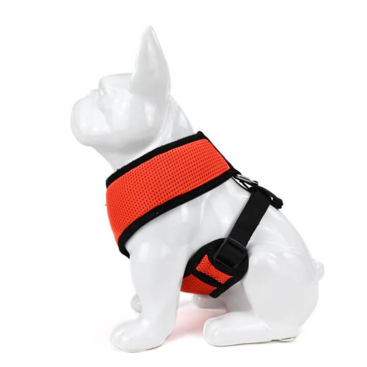     Side profile of EcoBark Max Comfort orange over-the-head dog harness