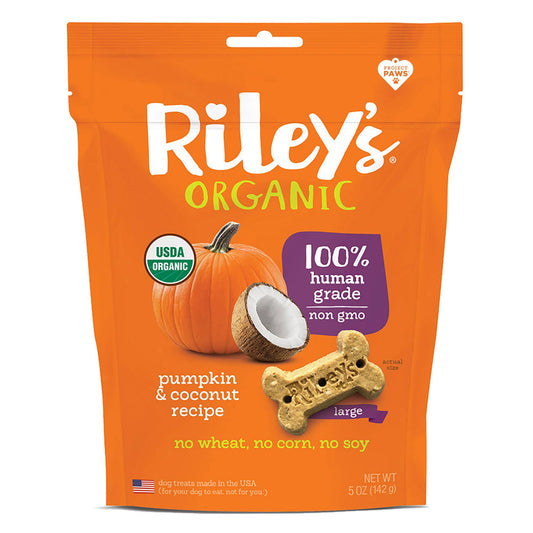 Riley’s Organics Pumpkin & Coconut Dog Treats large bone 5 oz bag