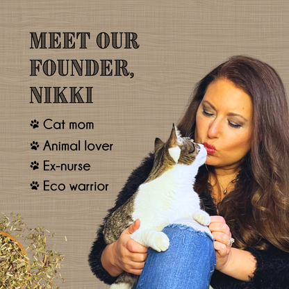 Shady Cat Social Club founder Nikki with her rescue cat