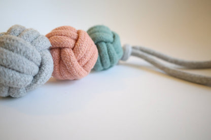 Close-up of handcrafted rope knots on Handmade Ice Cream Rope Ball Dog Toy