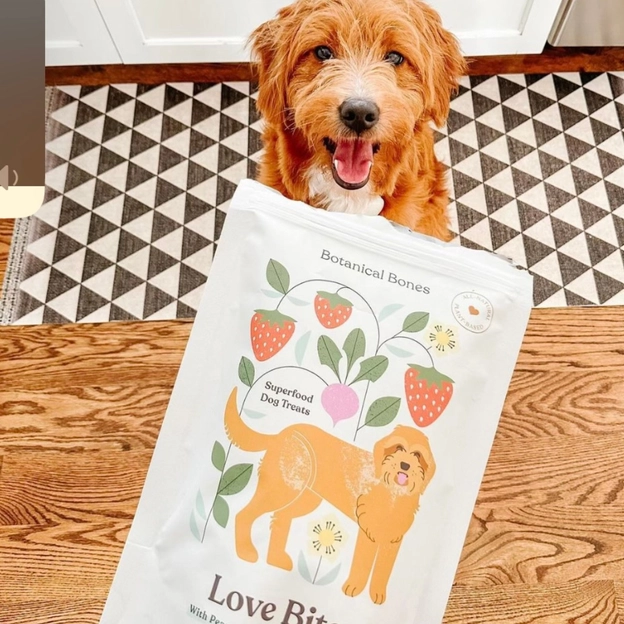 Goldendoodle with Botanical Bones Love Bites functional dog treats